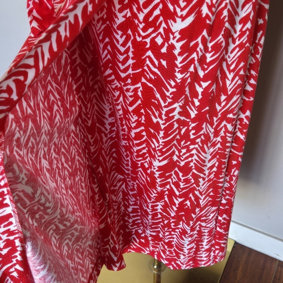 Vintage Diane Von Furstenberg Red & White Patterned Women's Wrap Midi Dress 12 - Picture 6 of 13